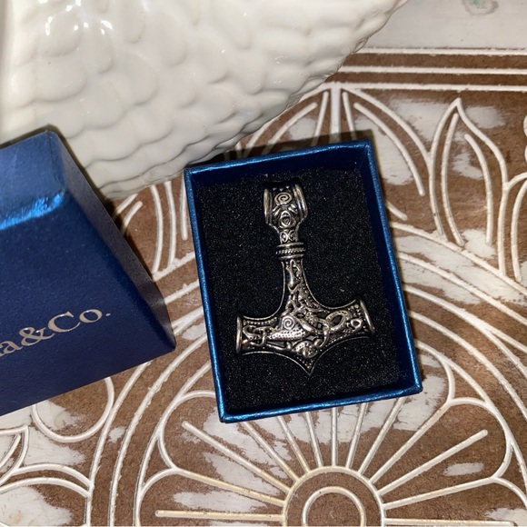 THORS HAMMER STAINLESS STEEL SILVER PENDANT CHARM FOR NECKLACE - Picture 2 of 6